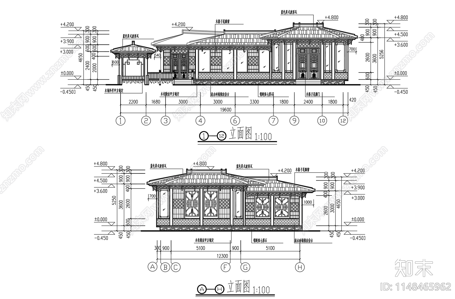 游客服务中心建筑cad施工图下载【ID:1148465962】