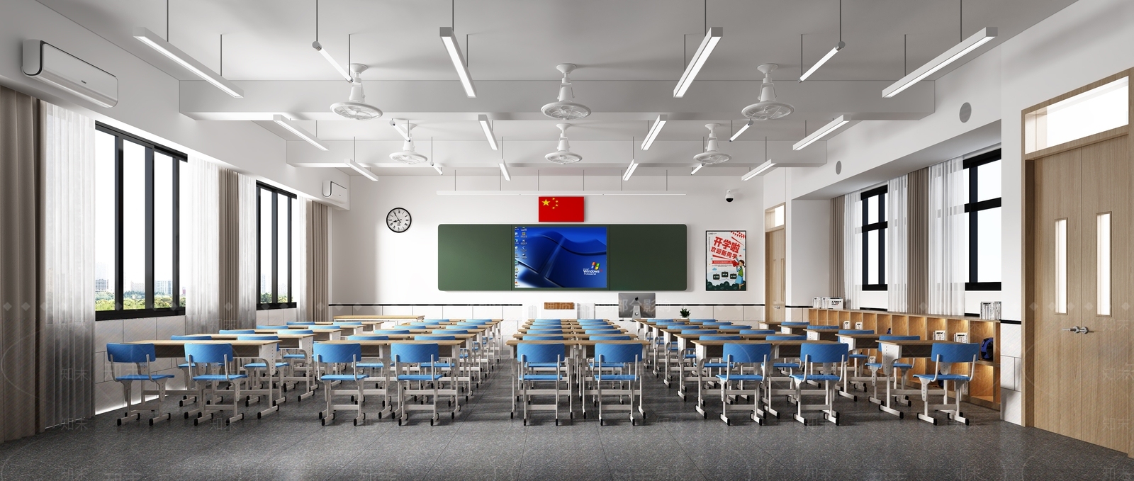现代学生教室SU模型下载【ID:1148469136】