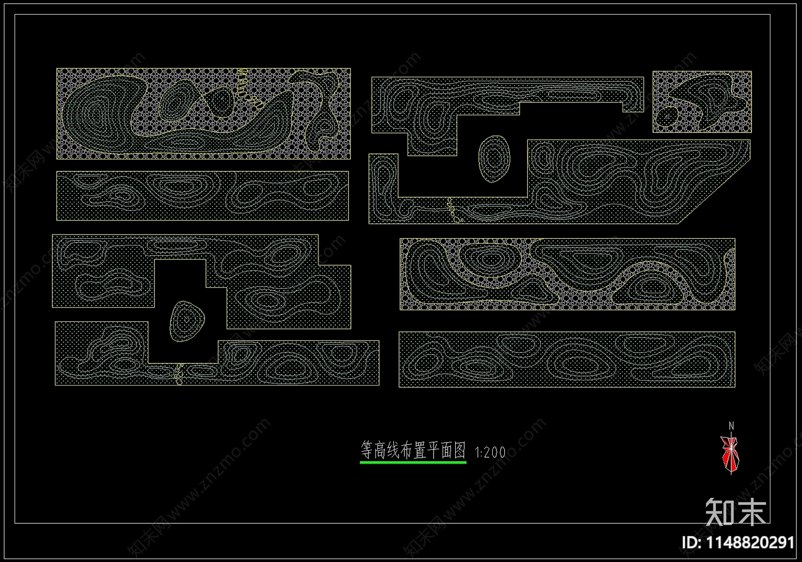 日式庭院景观微地形景观等高线景观施工图下载【ID:1148820291】