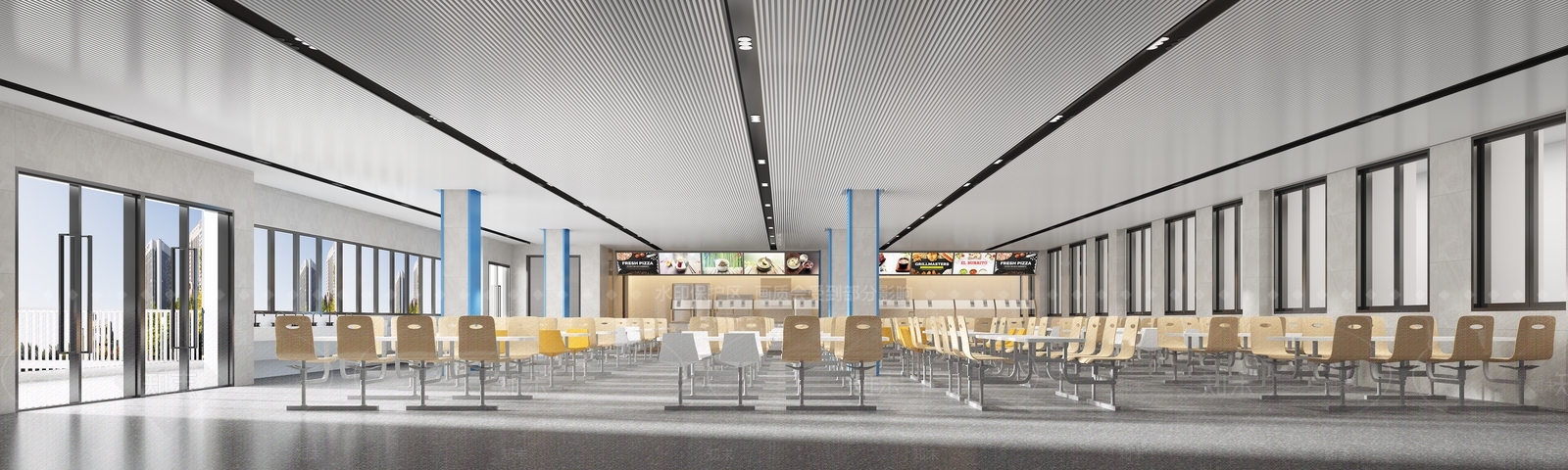 现代员工学校食堂3D模型下载【ID:1148470956】