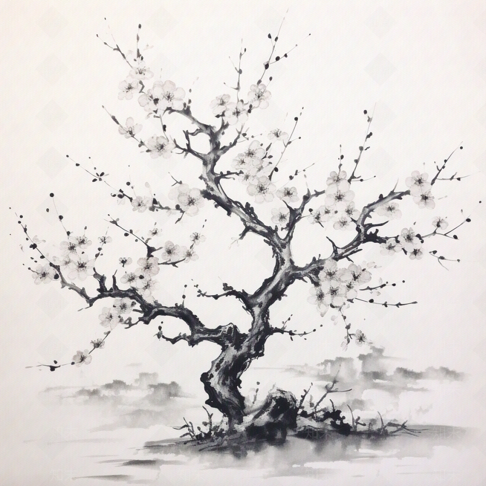 梅花树中式壁纸贴图下载【ID:1148471110】