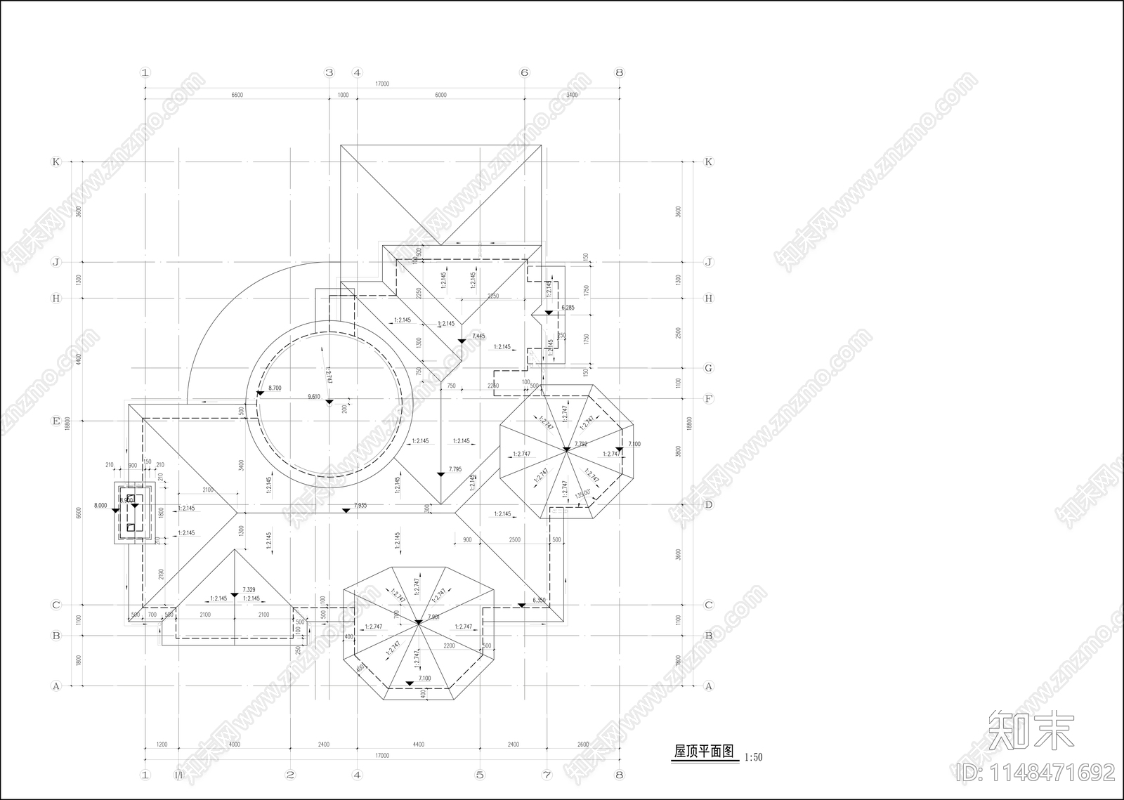 地中海风格别墅建筑cad施工图下载【ID:1148471692】