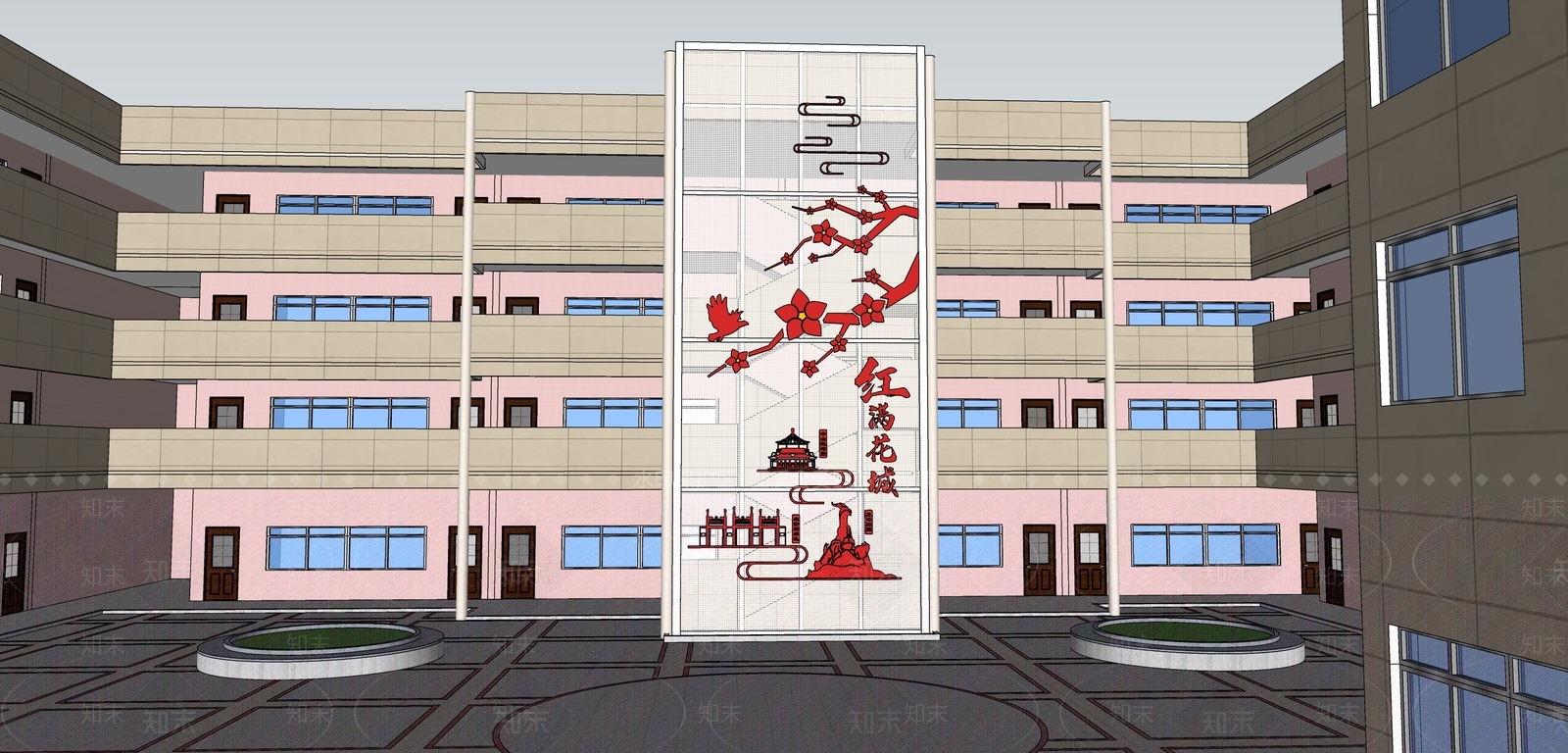 现代红色文化浮雕景墙SU模型下载【ID:1148472080】