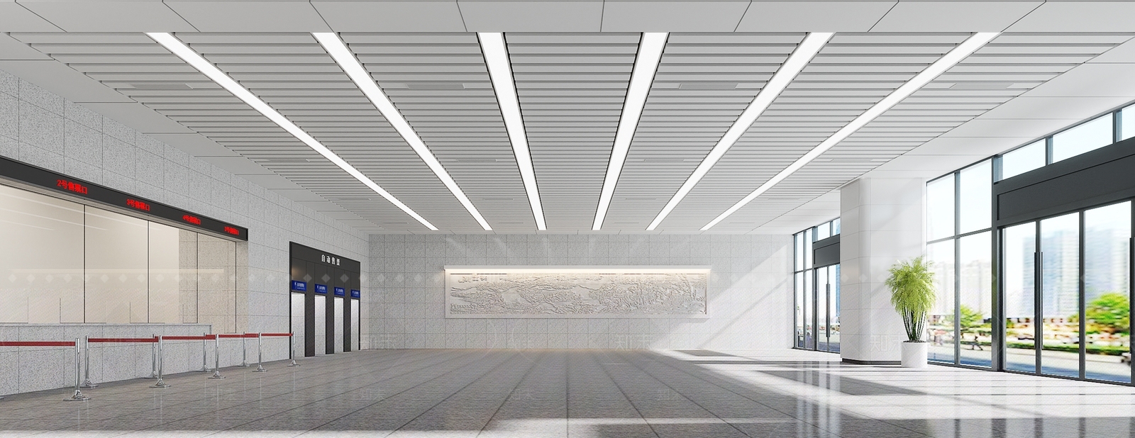 现代火车站售票厅3D模型下载【ID:1148471820】