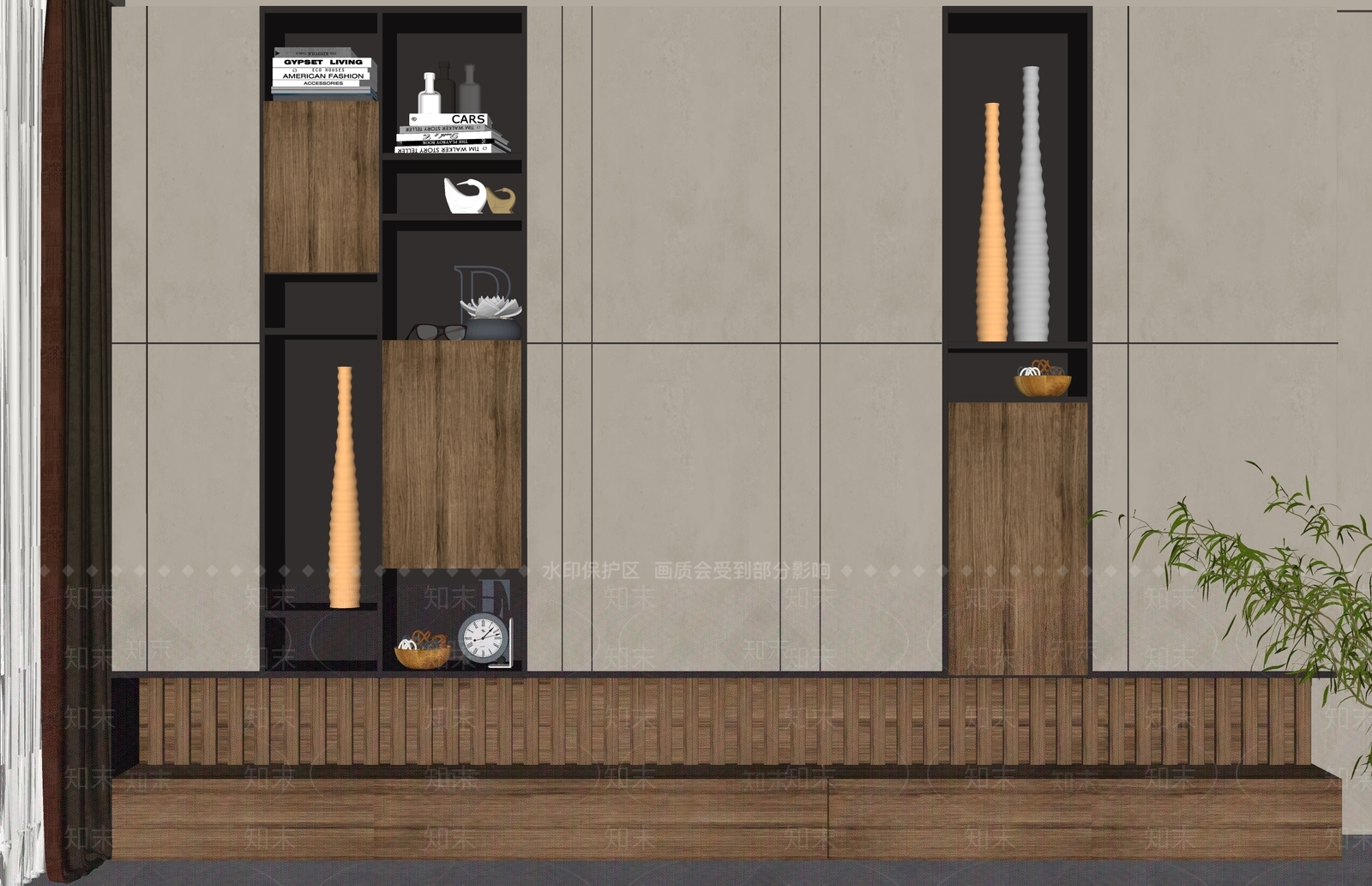 现代客厅装饰柜SU模型下载【ID:1148472276】