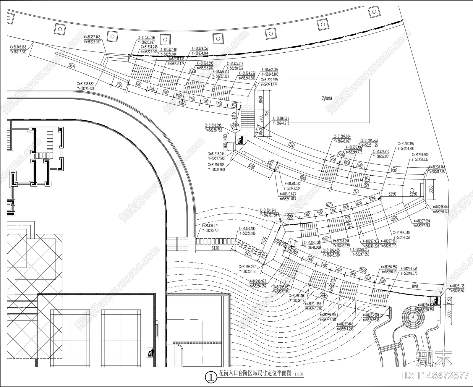 登山道路侧门入口景观平面图cad施工图下载【ID:1148472877】