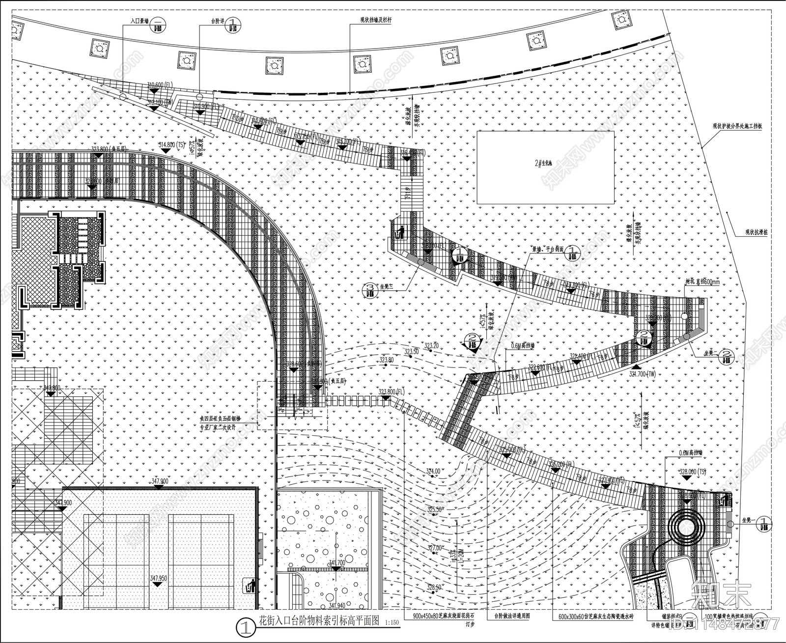 登山道路侧门入口景观平面图施工图下载【ID:1148472877】