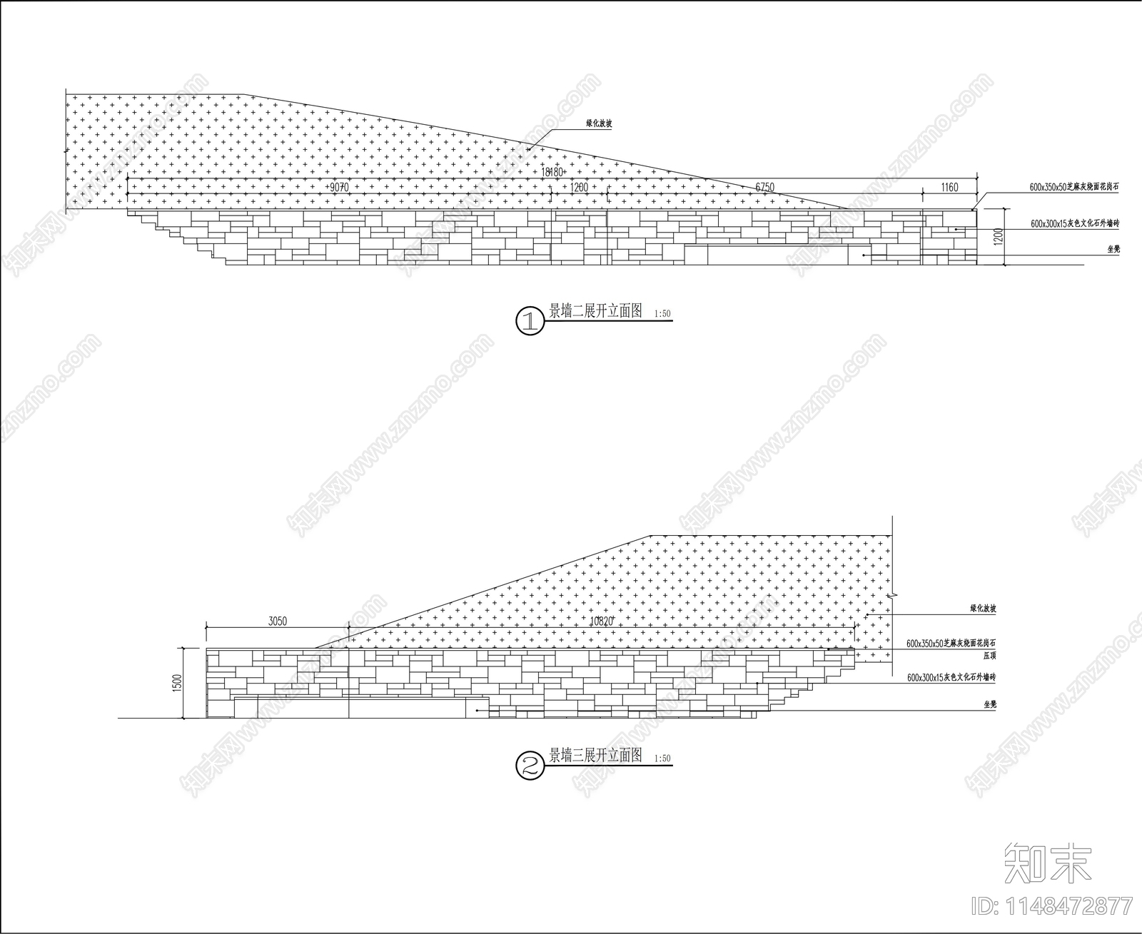登山道路侧门入口景观平面图cad施工图下载【ID:1148472877】