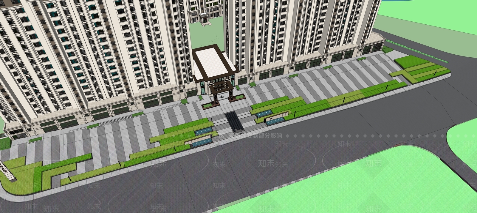 新中式售楼处建筑SU模型下载【ID:1148473068】