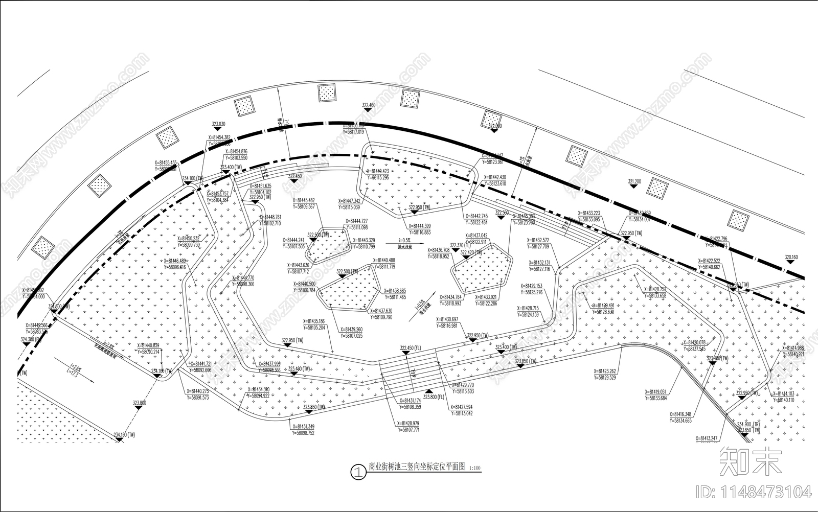 道路转角休闲景观节点平面图cad施工图下载【ID:1148473104】