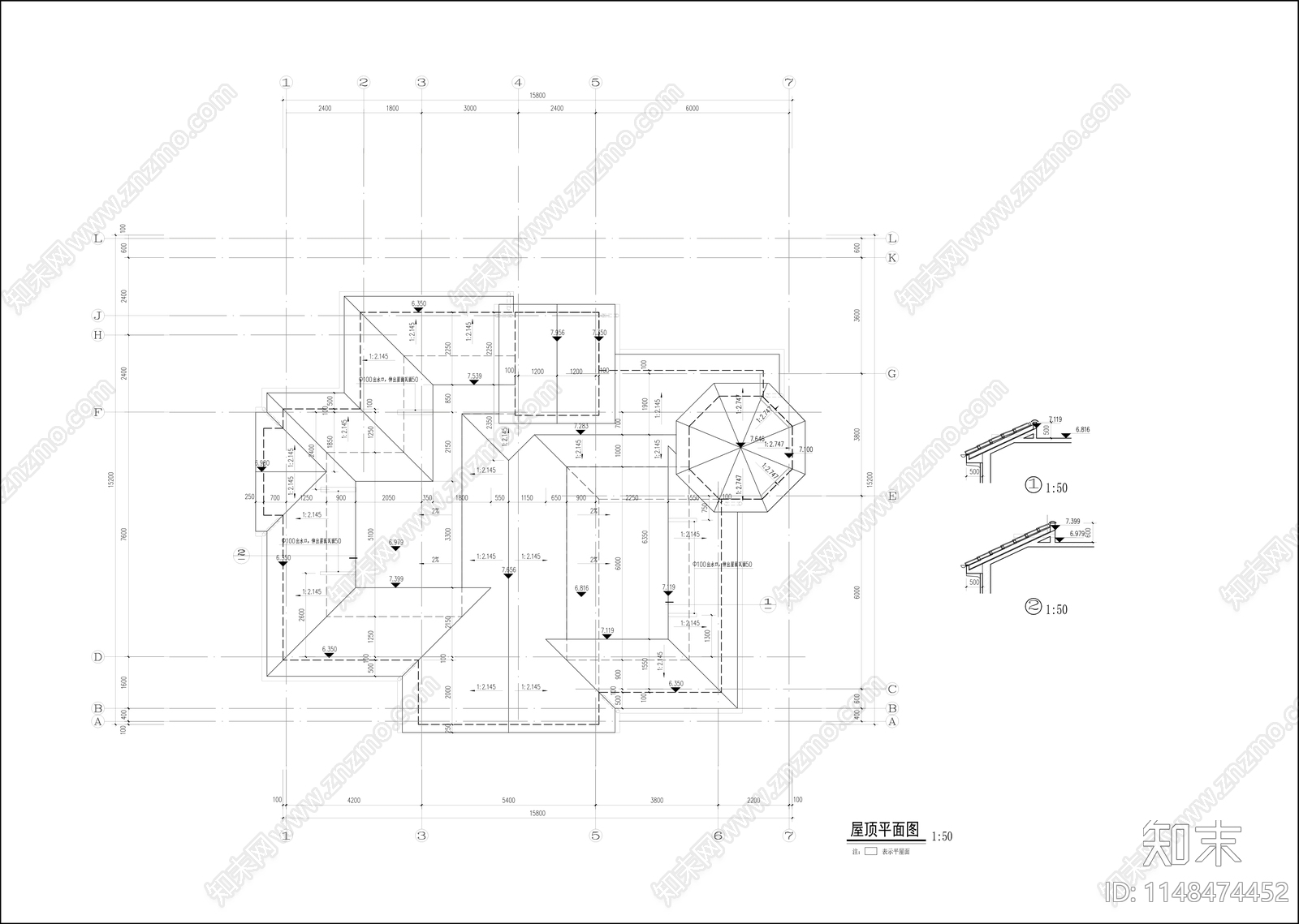 320平米别墅建筑cad施工图下载【ID:1148474452】