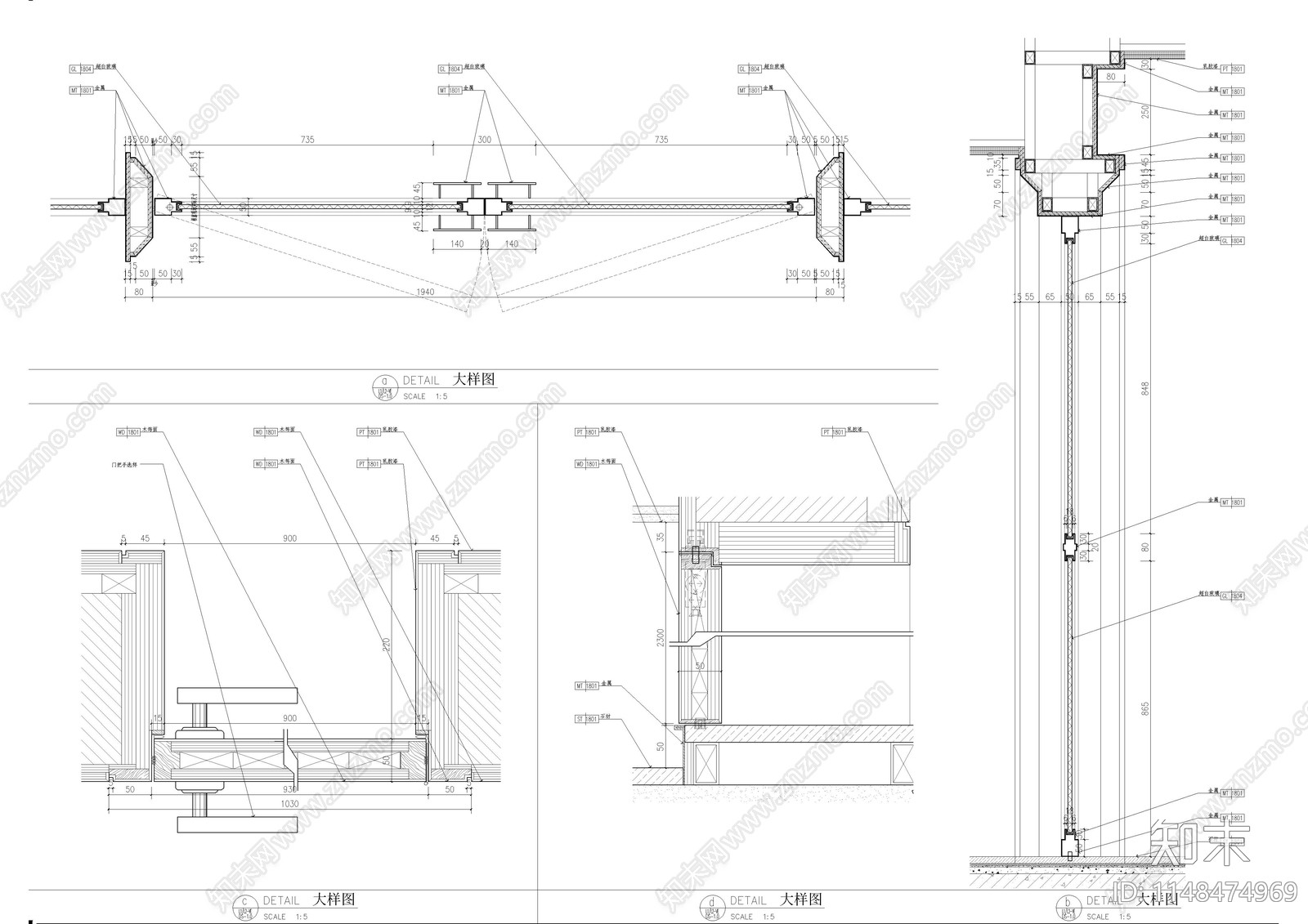 平开玻璃门节点施工图下载【ID:1148474969】
