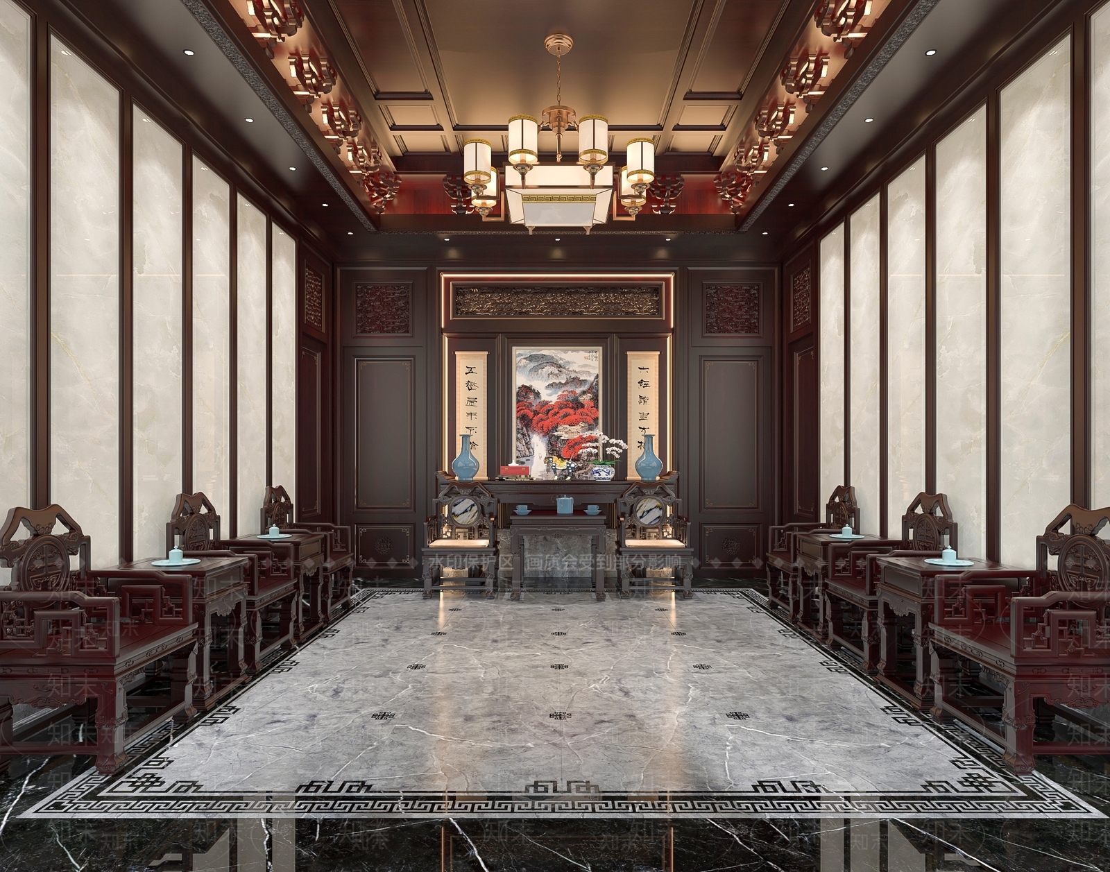 新中式会客厅3D模型下载【ID:1148475354】