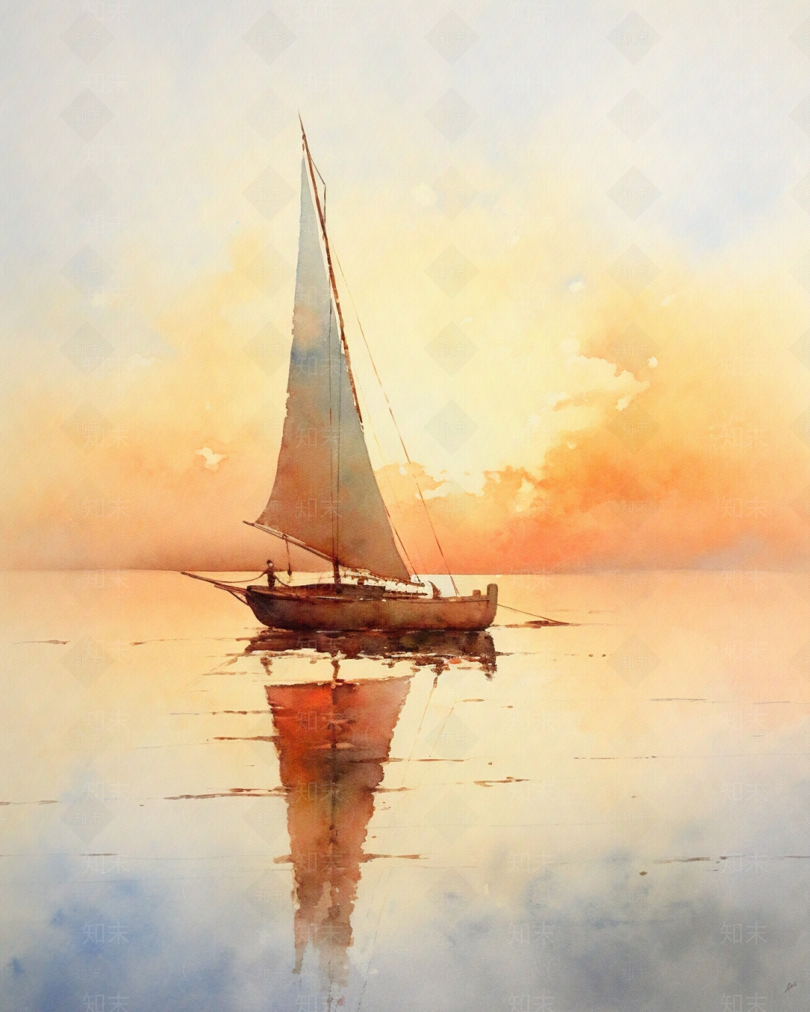 帆船大海日出贴图下载【ID:1148475433】