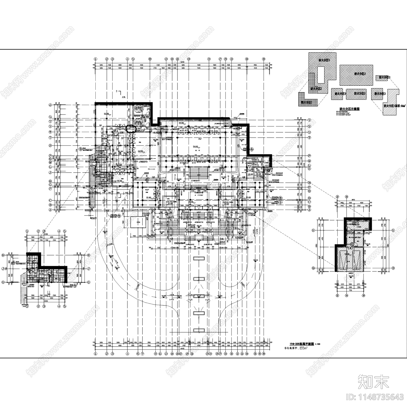 中式古建筑寺庙佛堂大殿仿古建筑cad施工图下载【ID:1148735643】