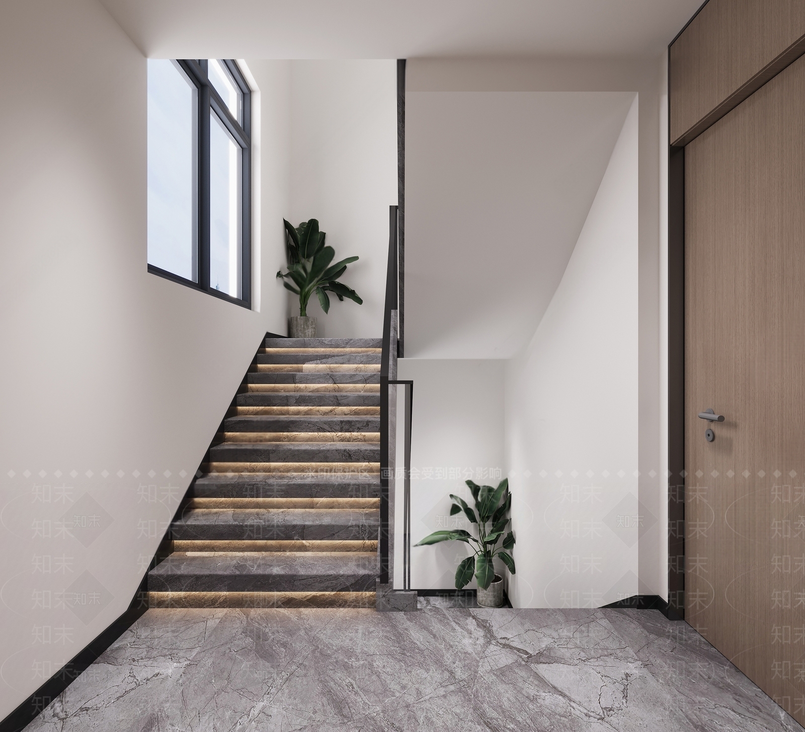 现代楼梯间SU模型下载【ID:1148483395】