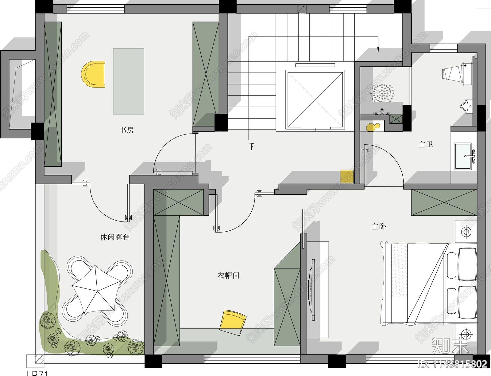 别墅室内平面图cad施工图下载【ID:1148815802】