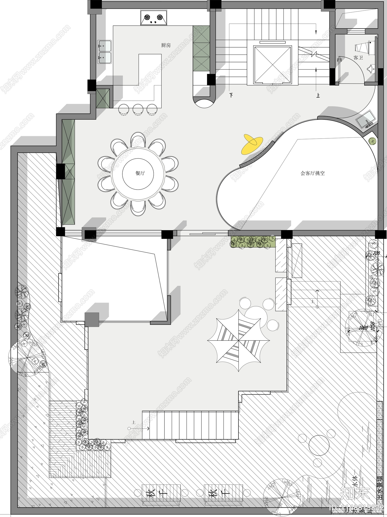 别墅室内平面图cad施工图下载【ID:1148815802】