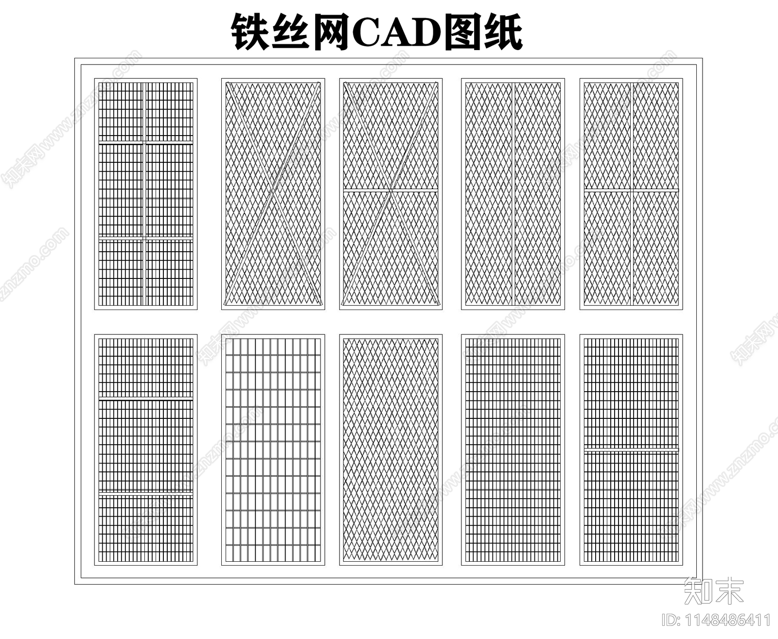 铁艺门图库cad施工图下载【ID:1148486411】