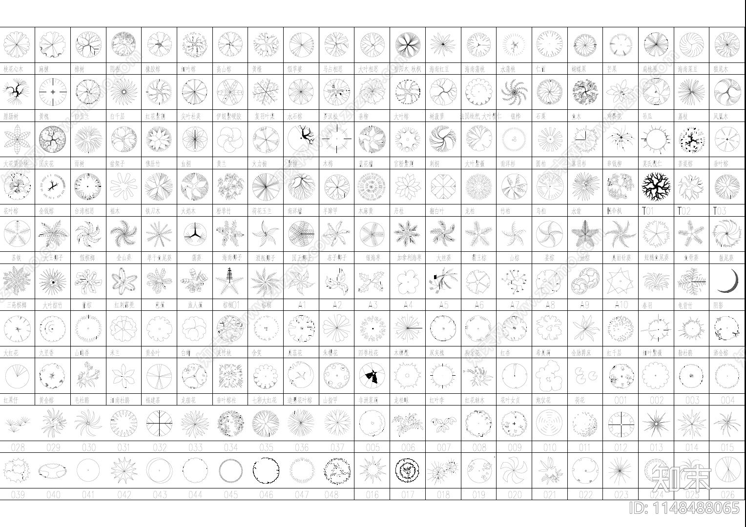 新款景观园林植物图例施工图下载【ID:1148488065】