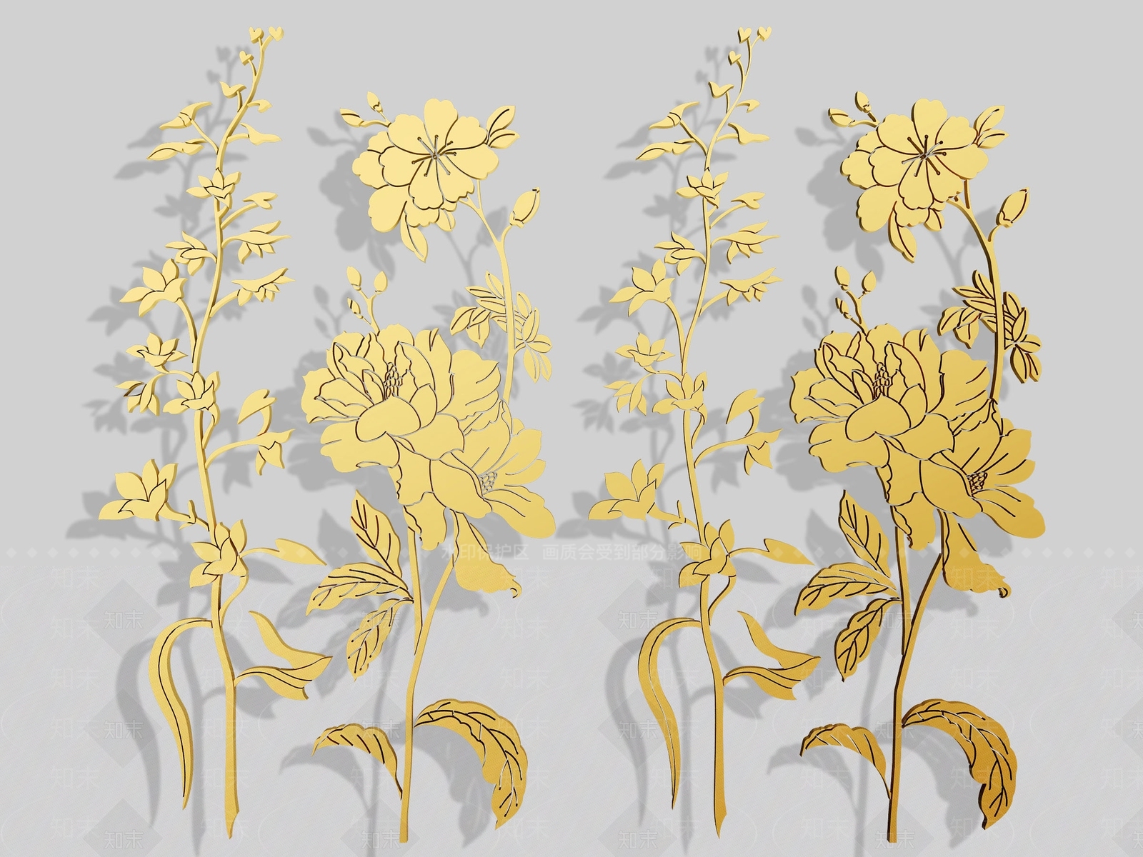 现代花卉墙饰3D模型下载【ID:1148492241】