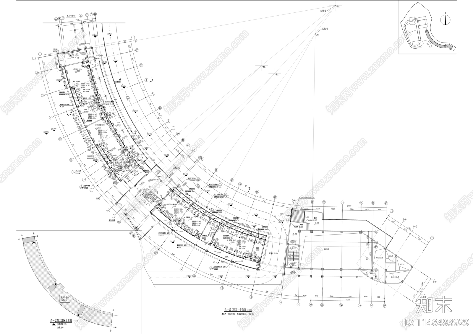 江北区溉澜溪实验学校建筑cad施工图下载【ID:1148493929】