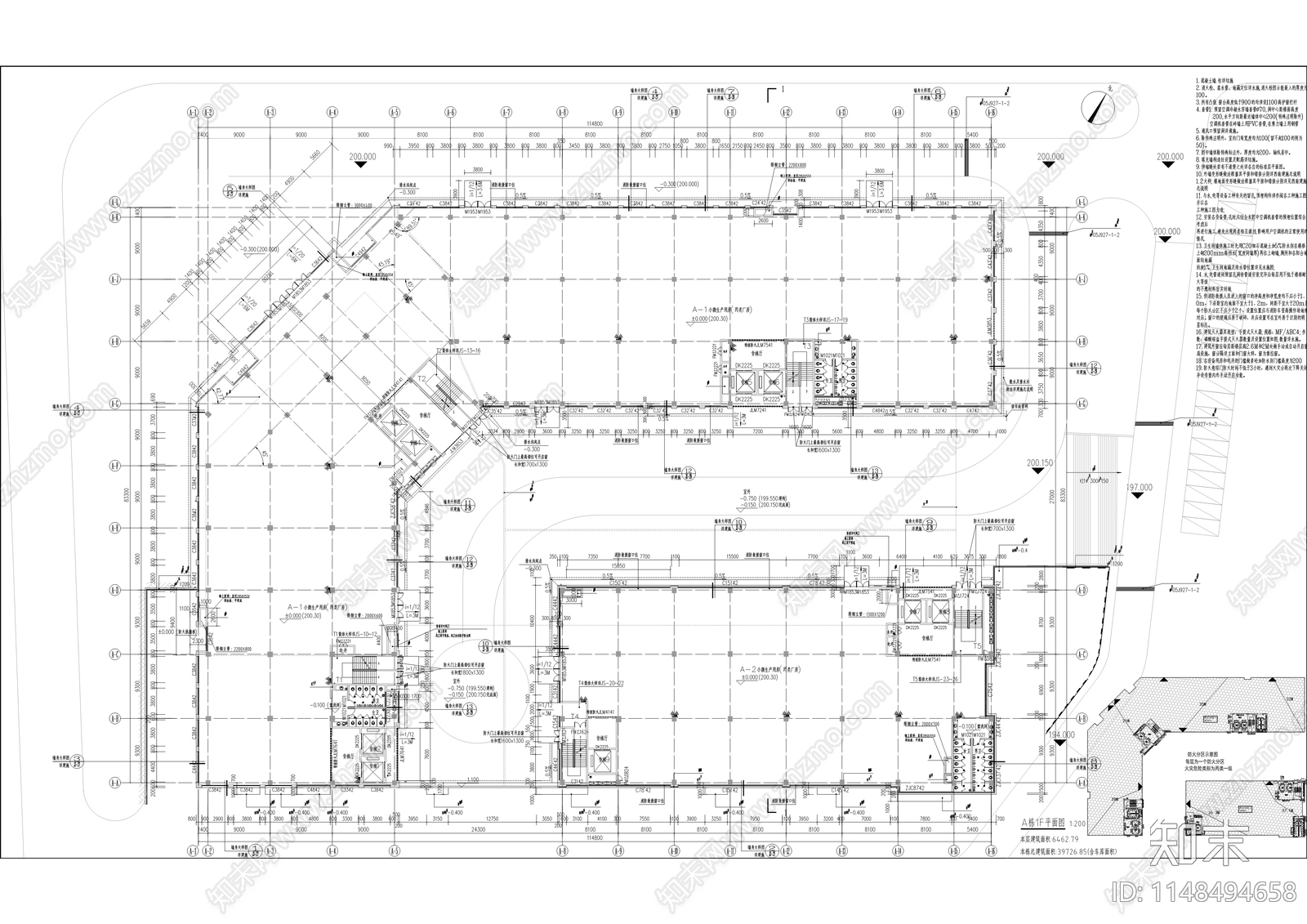 工业园区小微创业园建筑cad施工图下载【ID:1148494658】