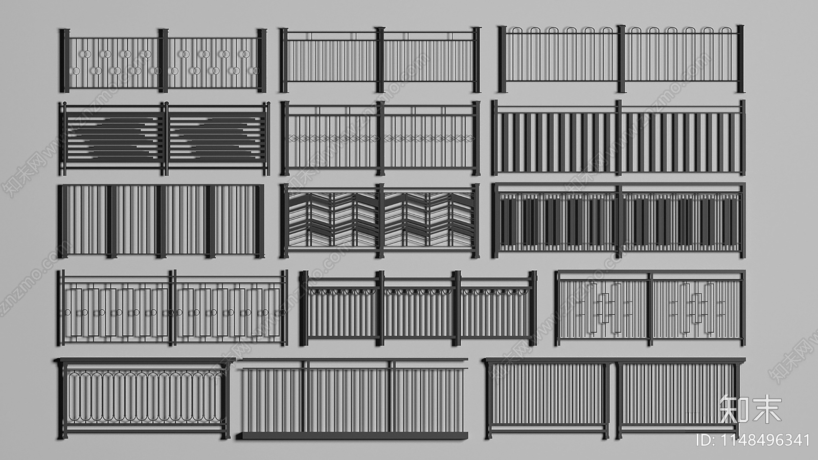 现代围栏护栏SU模型下载【ID:1148496341】