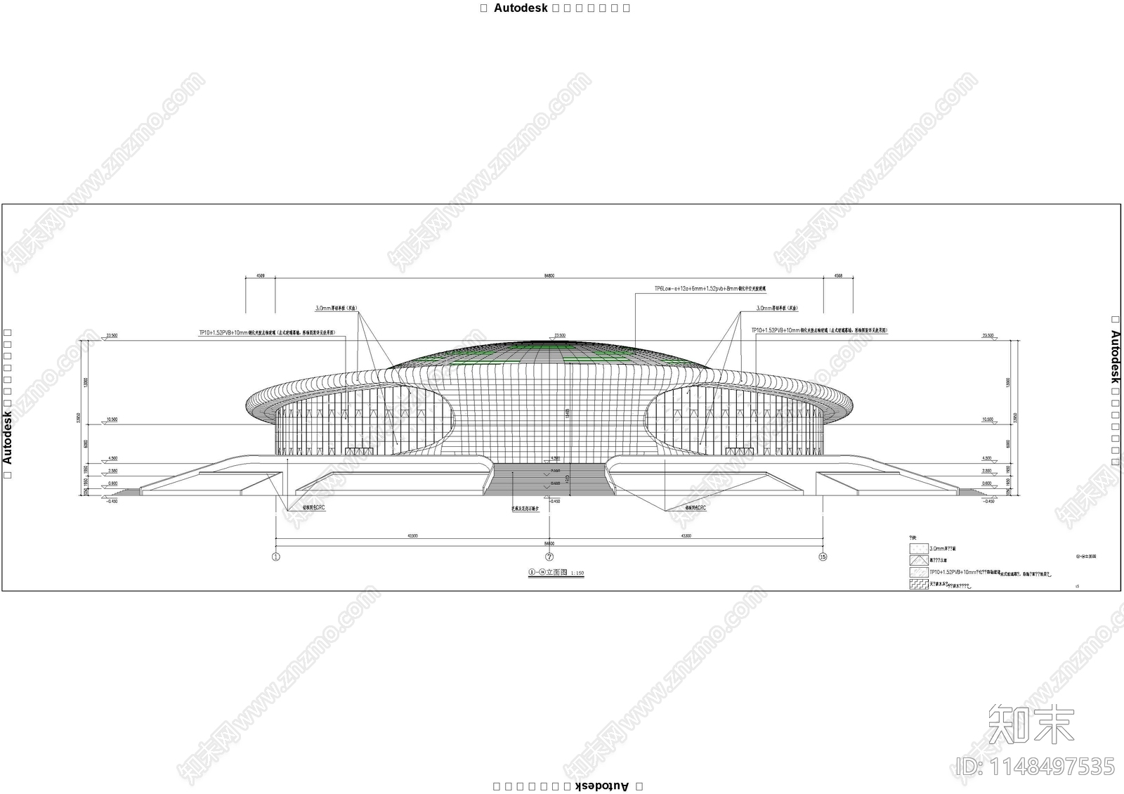 大学体育馆单体建筑施工图施工图下载【ID:1148497535】