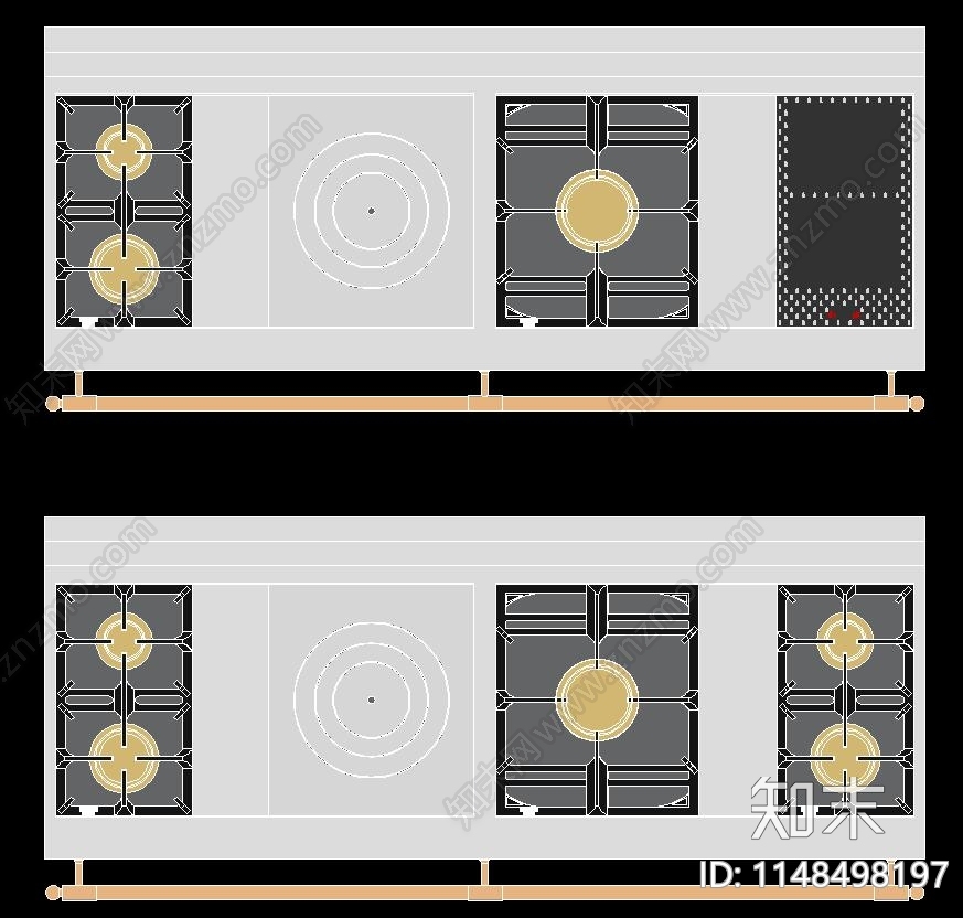 厨具炉灶cad施工图下载【ID:1148498197】