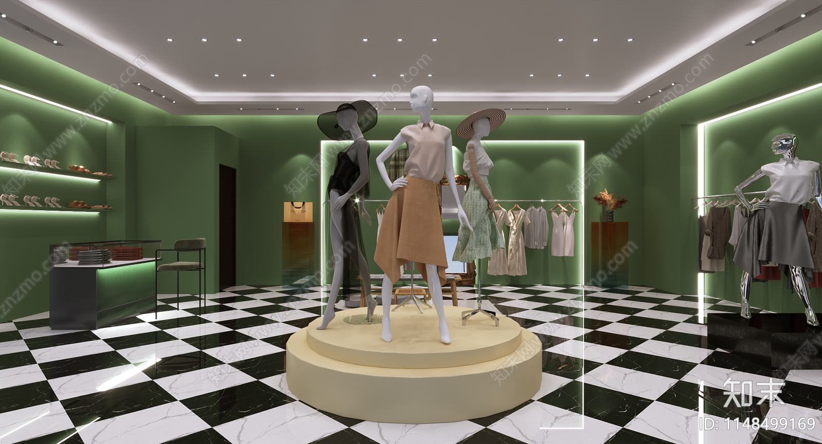 北欧服装鞋店3D模型下载【ID:1148499169】