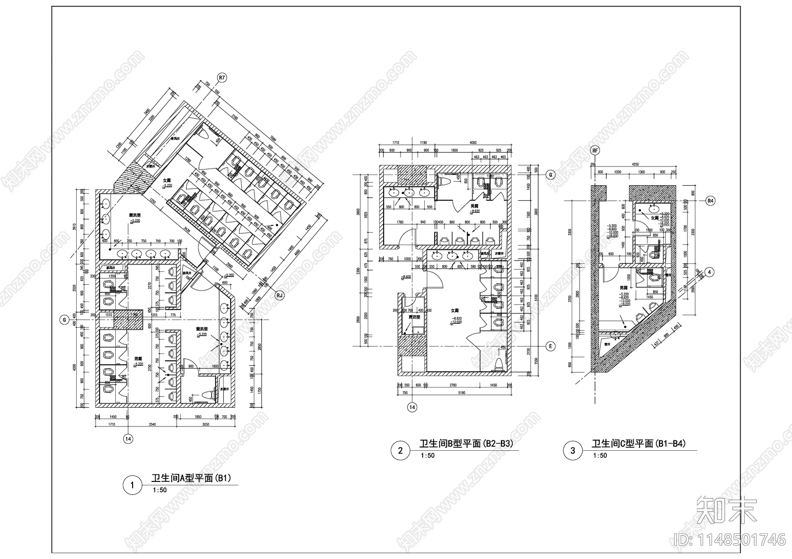 超高层办公楼建筑cad施工图下载【ID:1148501746】