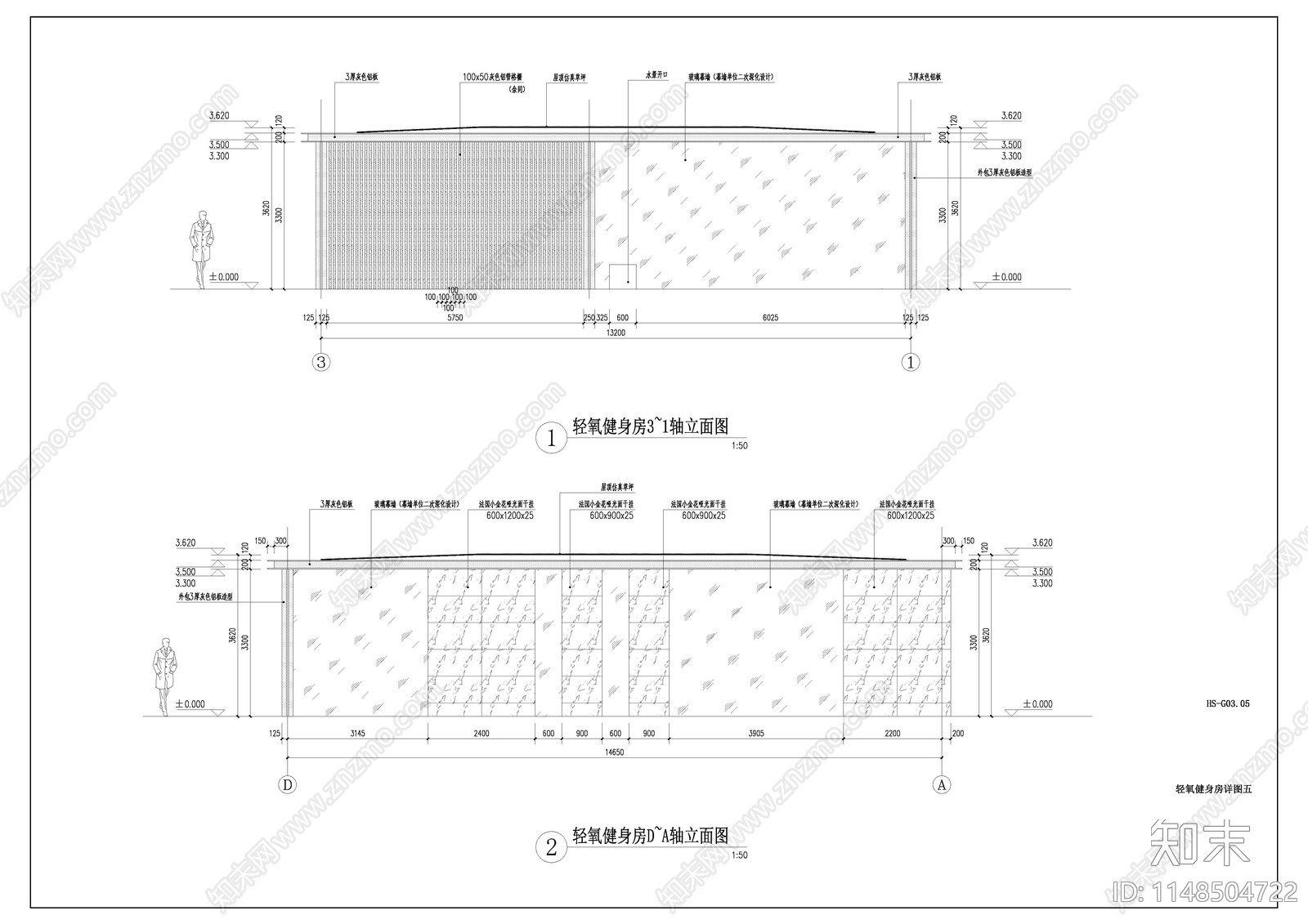 健身房建筑cad施工图下载【ID:1148504722】