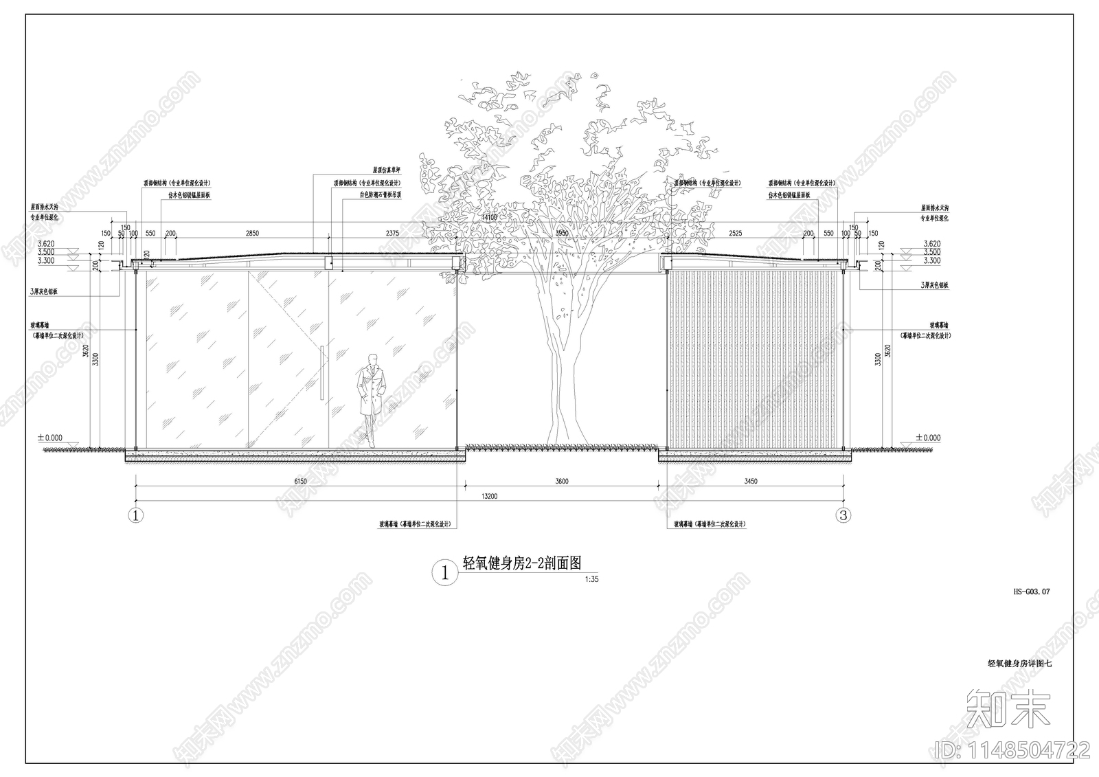 健身房建筑cad施工图下载【ID:1148504722】