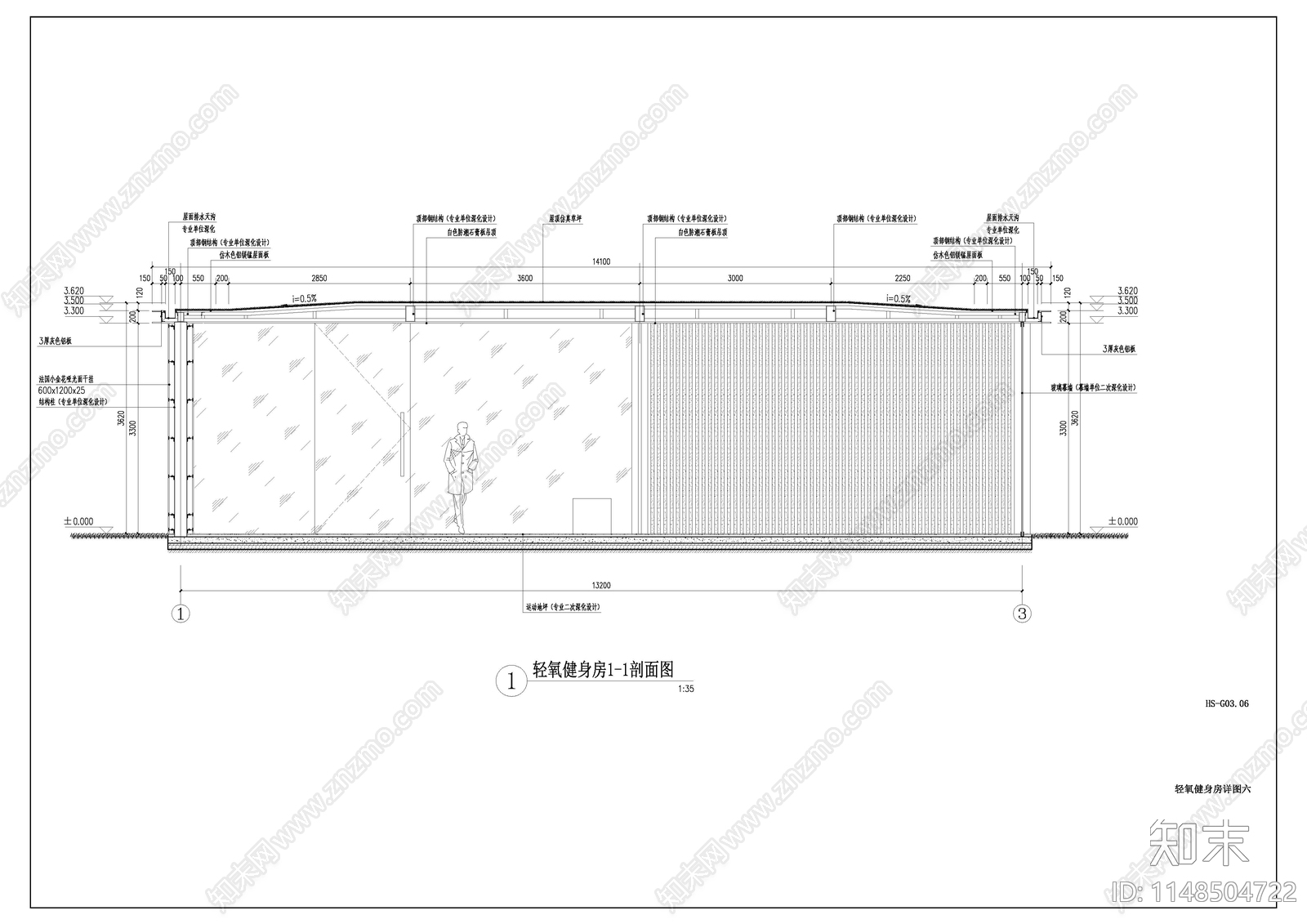 健身房建筑cad施工图下载【ID:1148504722】