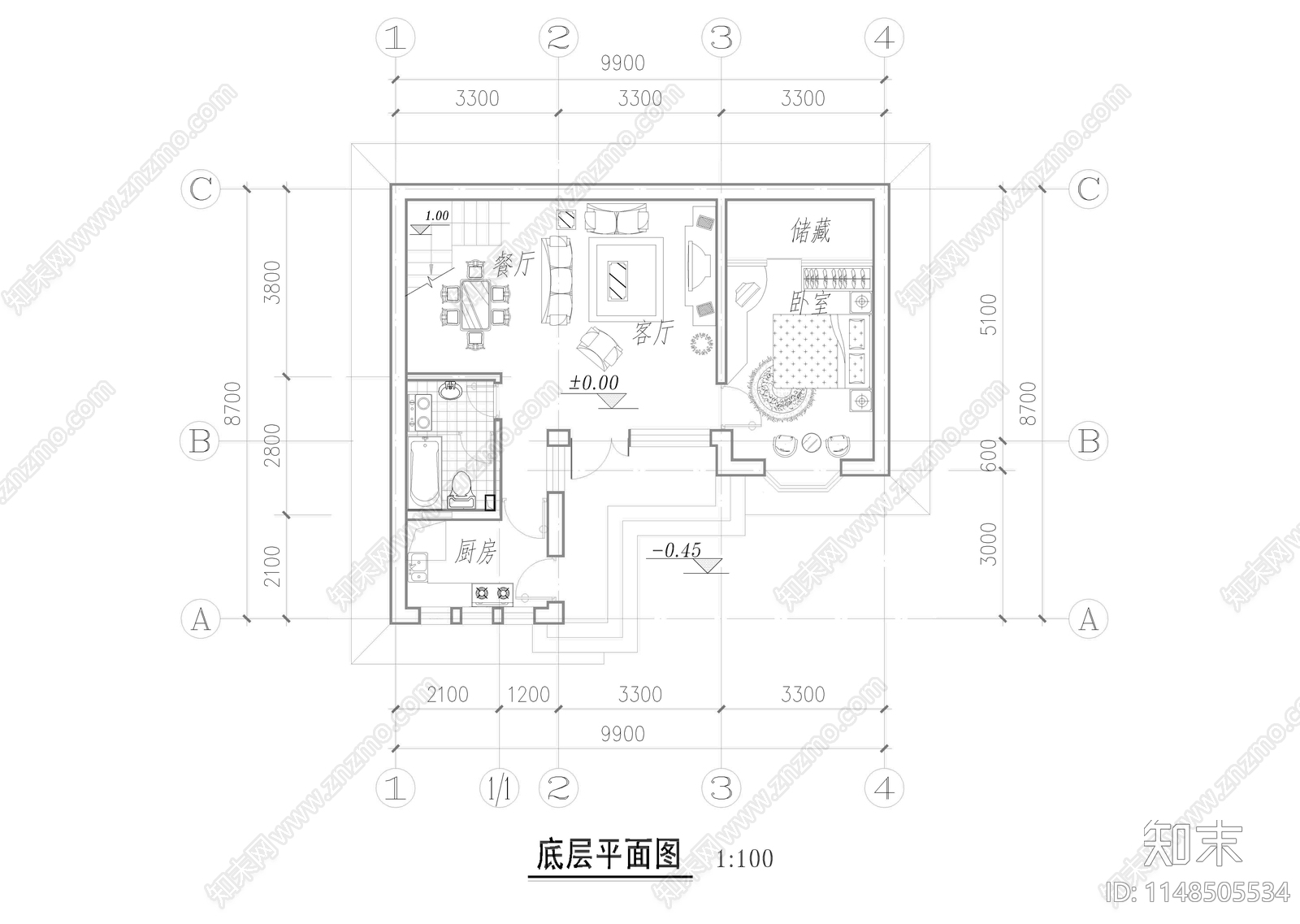 自建房建筑cad施工图下载【ID:1148505534】