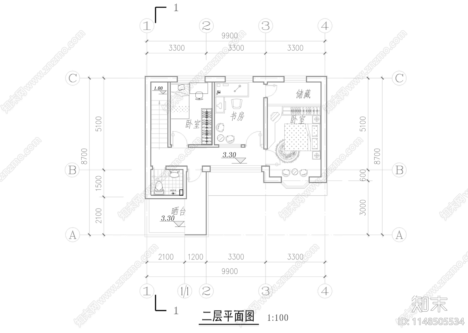 自建房建筑cad施工图下载【ID:1148505534】