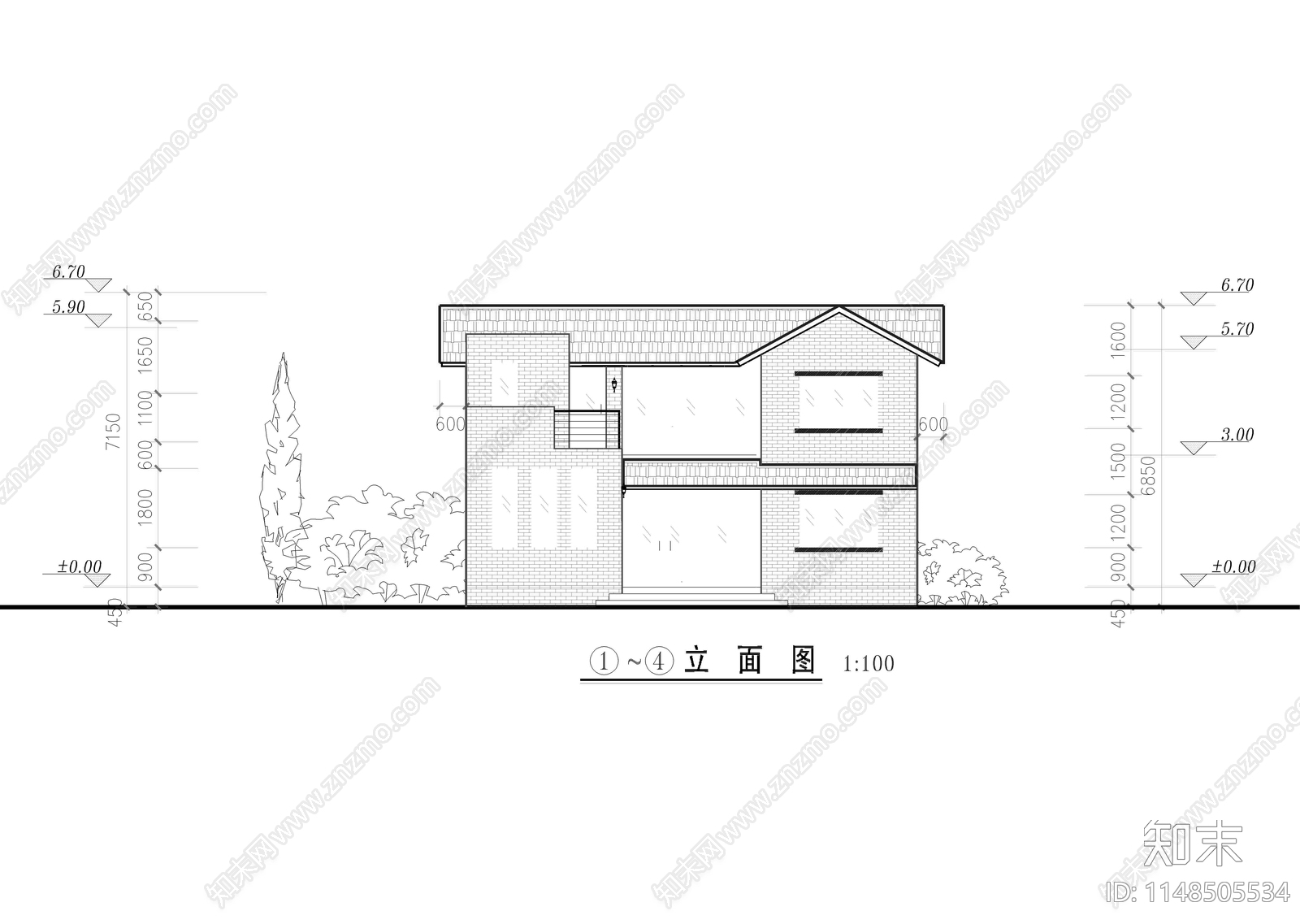 自建房建筑cad施工图下载【ID:1148505534】