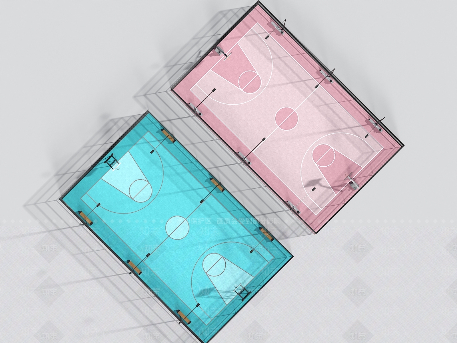 现代篮球场3D模型下载【ID:1148505673】