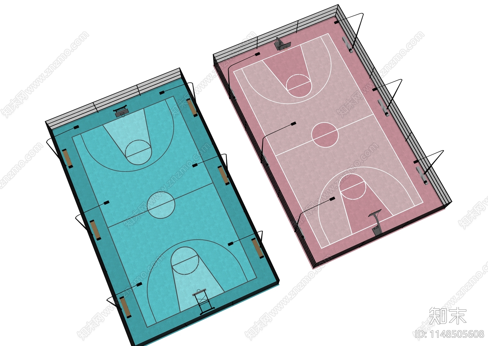 现代篮球场SU模型下载【ID:1148505608】