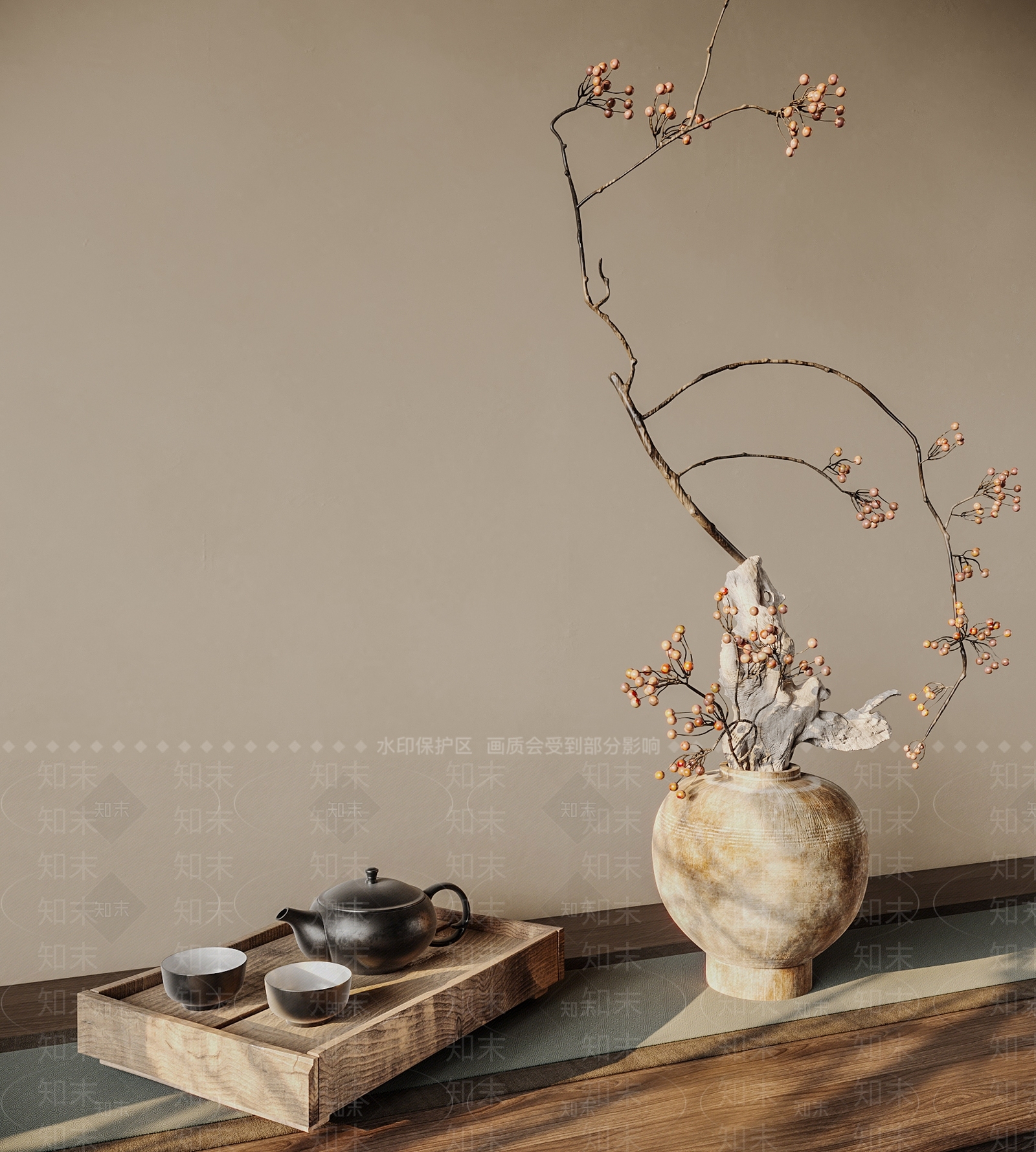 日式摆件组合3D模型下载【ID:1148505864】