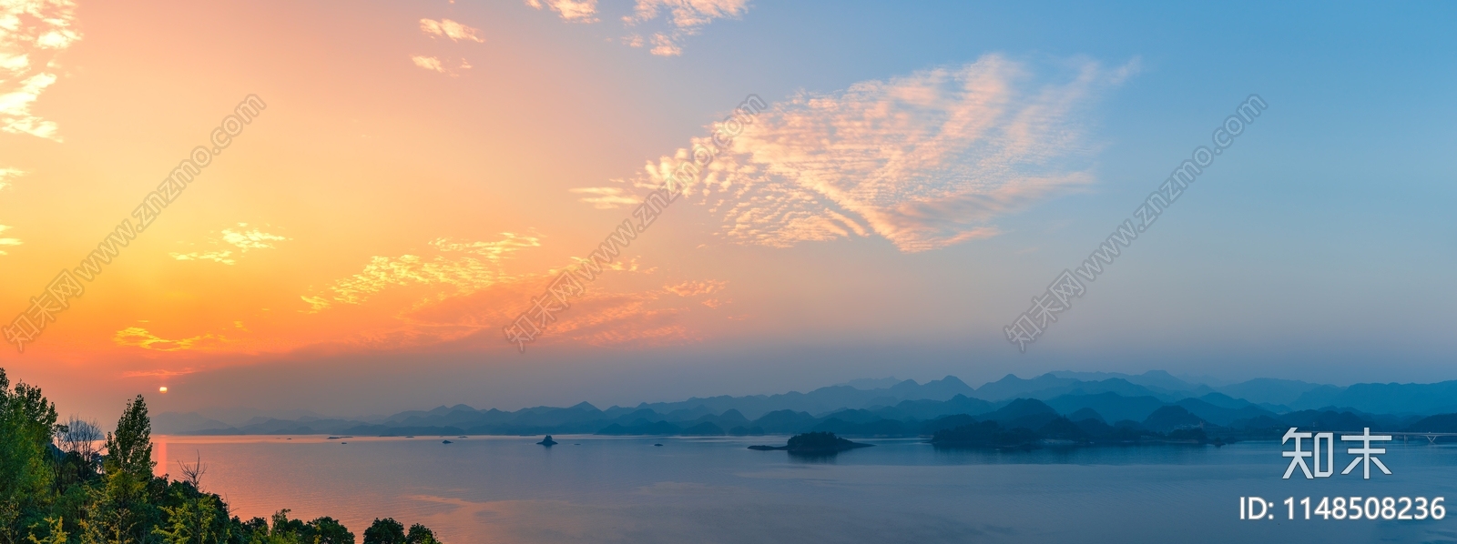 千岛湖傍晚金色夕阳风景贴图下载【ID:1148508236】