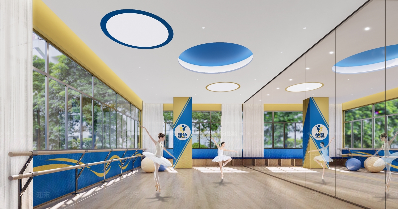 现代舞蹈教室SU模型下载【ID:1148508987】