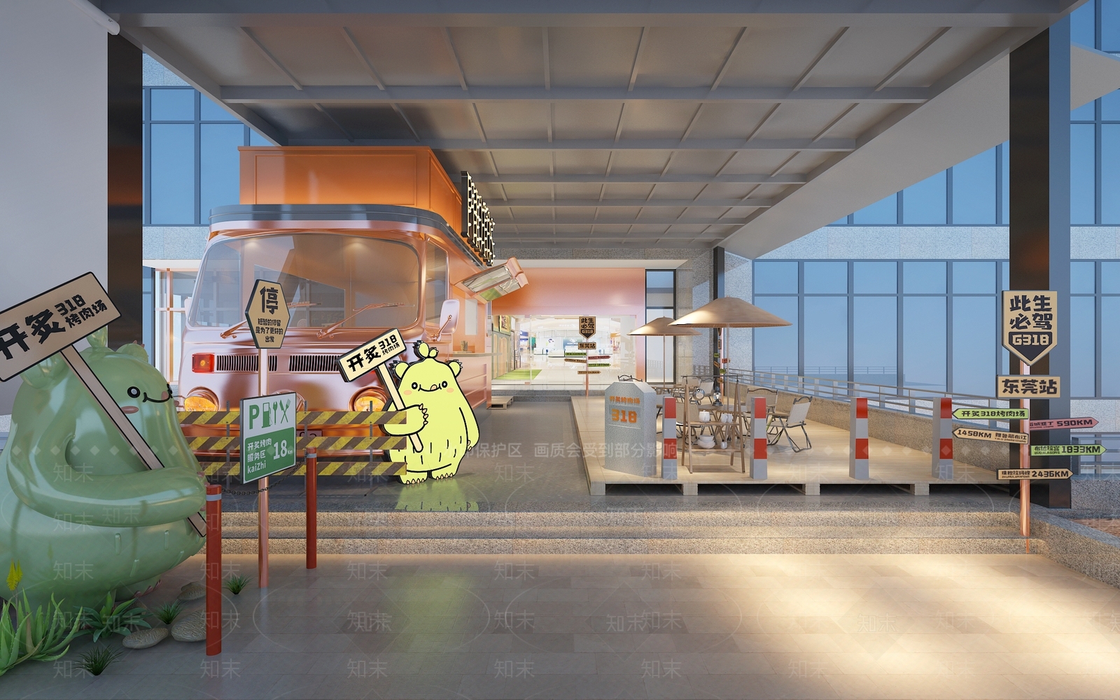 现代露营主题自助餐厅3D模型下载【ID:1148510086】