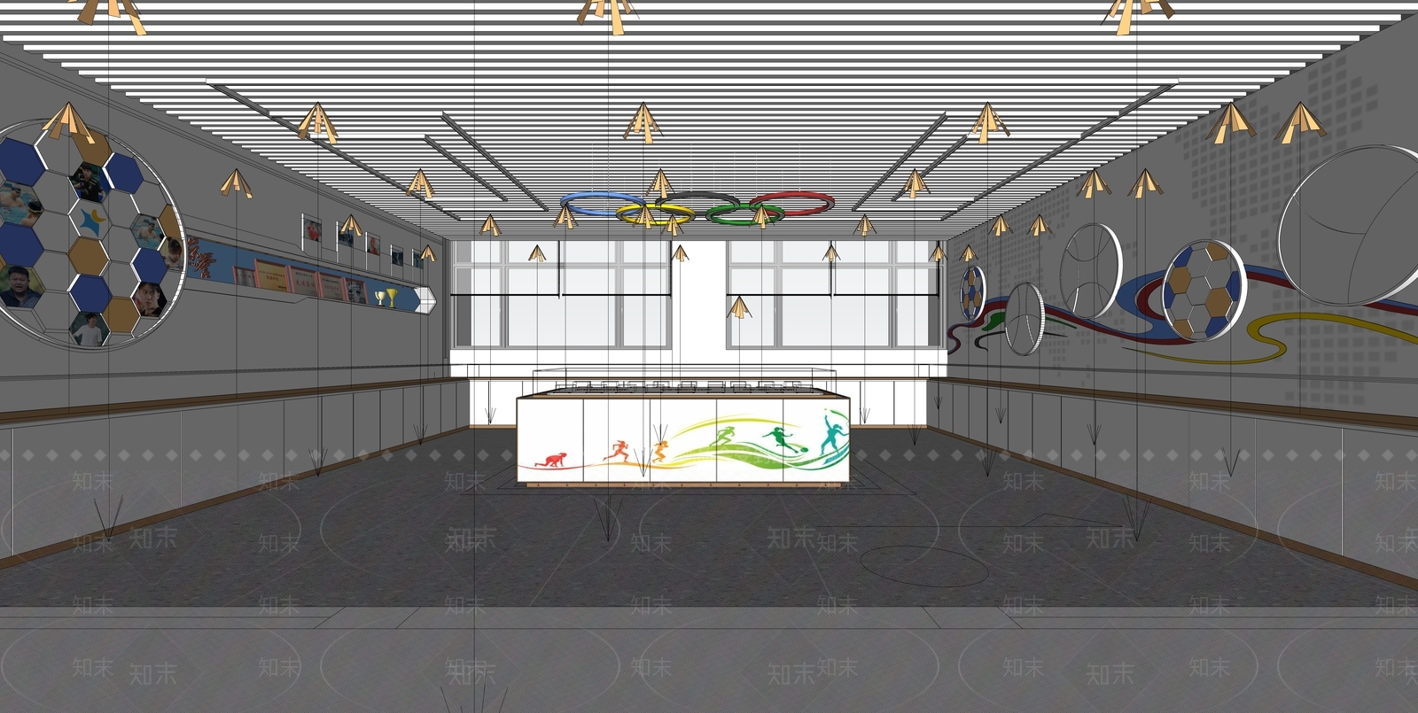 现代运动展厅SU模型下载【ID:1148510725】