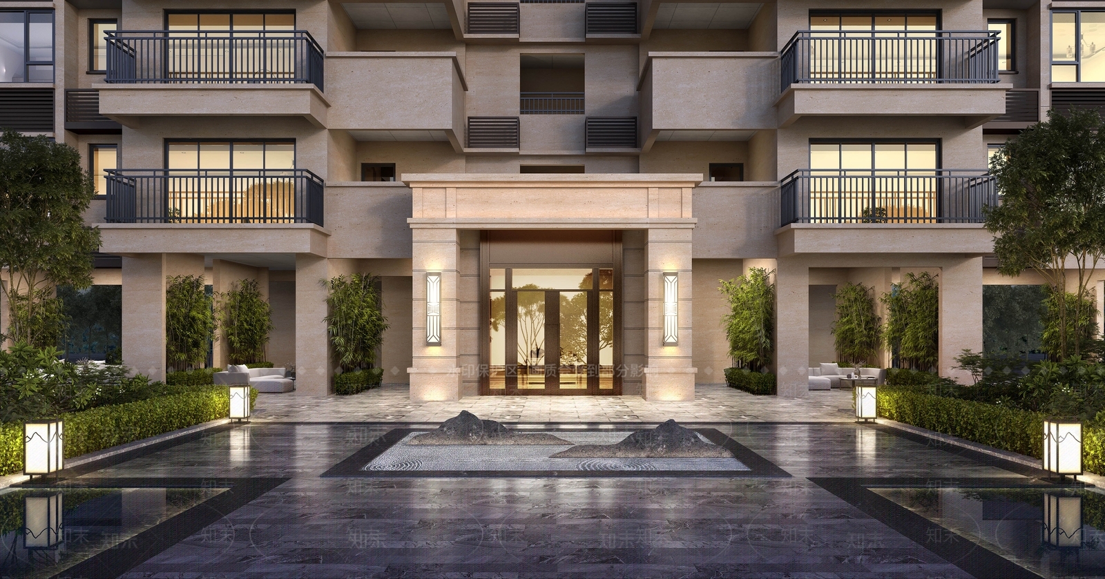 现代小区单元楼入户双开门3D模型下载【ID:1148513133】