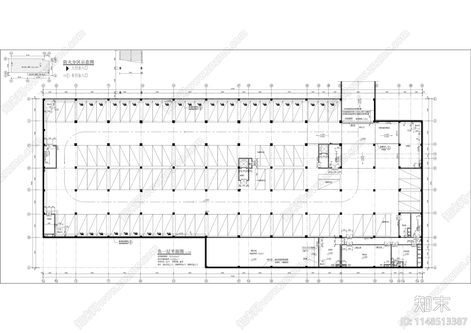 学府小区农贸市场建筑cad施工图下载【ID:1148513387】