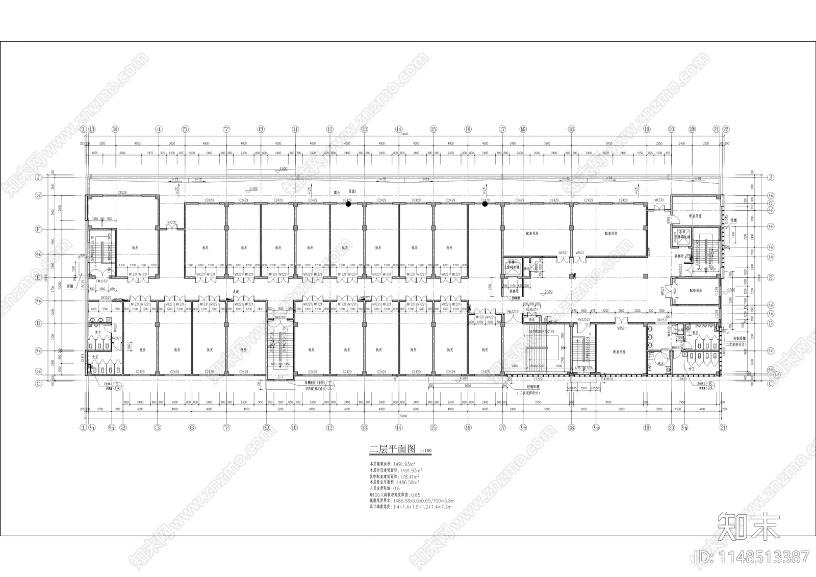 学府小区农贸市场建筑cad施工图下载【ID:1148513387】