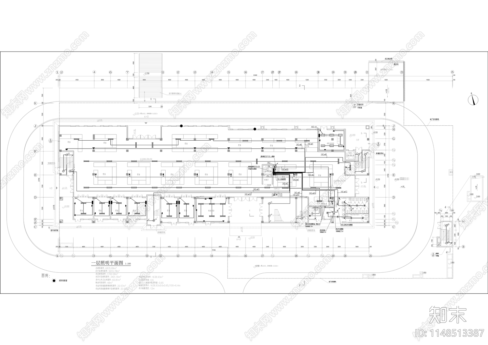 学府小区农贸市场建筑cad施工图下载【ID:1148513387】