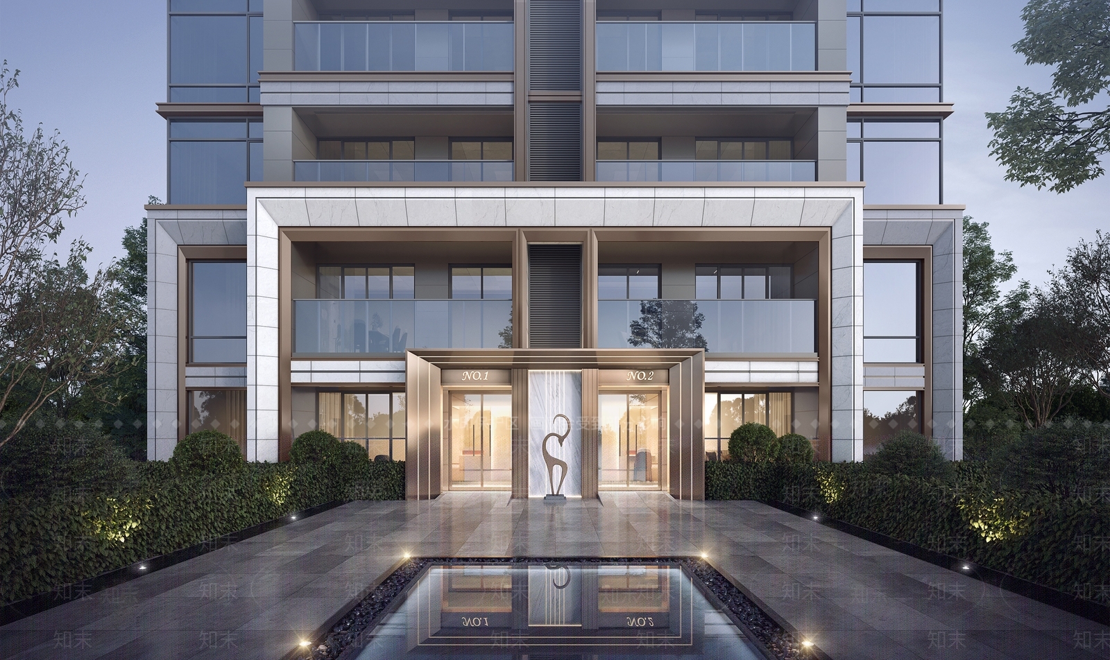 现代小区单元楼入户双开门3D模型下载【ID:1148514747】